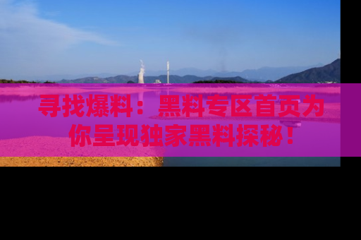 寻找爆料:黑料专区首页为你呈现独家黑料探秘!
